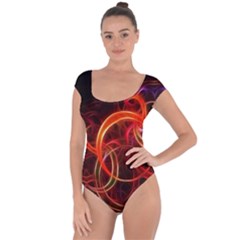 Background Fractal Abstract Short Sleeve Leotard  by Hannah976