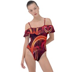 Colorful Prismatic Chromatic Frill Detail One Piece Swimsuit by Hannah976