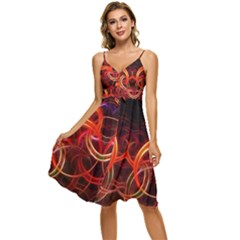 Colorful Prismatic Chromatic Sleeveless Tie Front Chiffon Dress by Hannah976