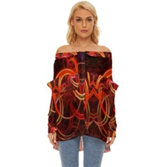 Abstract Seamless Pattern Off Shoulder Chiffon Pocket Shirt by Hannah976