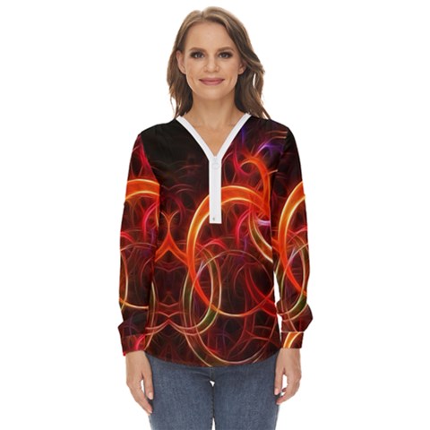 Colorful Prismatic Chromatic Zip Up Long Sleeve Blouse by Hannah976