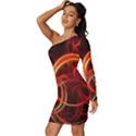 Abstract Seamless Pattern Long Sleeve One Shoulder Mini Dress View2