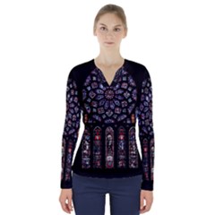 Rosette Cathedral V-neck Long Sleeve Top