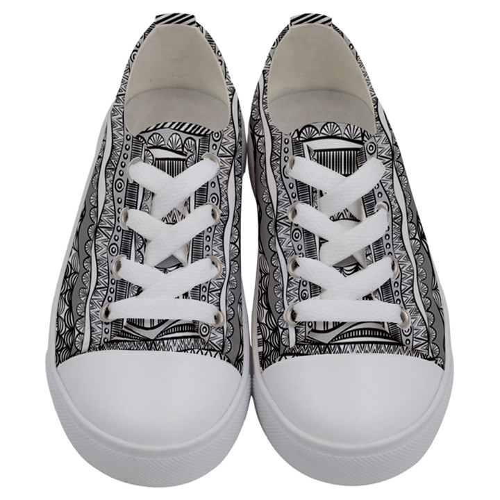 Ethno Seamless Pattern Kids  Low Top Canvas Sneakers