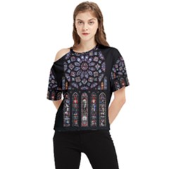 Rosette Cathedral One Shoulder Cut Out T-Shirt