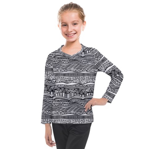 Ethno Seamless Pattern Kids  Long Mesh T-shirt by Hannah976