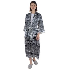 Ethno Seamless Pattern Maxi Satin Kimono by Hannah976