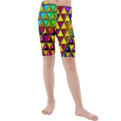 Cube Diced Tile Background Image Kids  Mid Length Swim Shorts by Hannah976