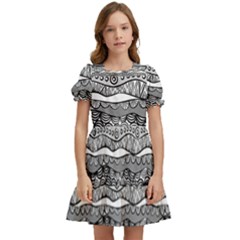 Ethno Seamless Pattern Kids  Puff Sleeved Dress