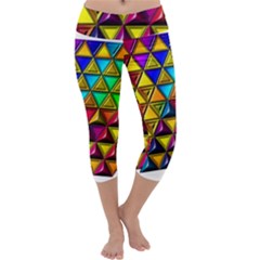 Cube Diced Tile Background Image Capri Yoga Leggings by Hannah976