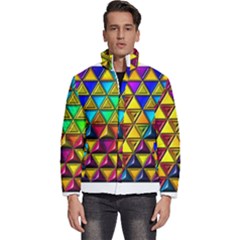 Cube Diced Tile Background Image Men s Puffer Bubble Jacket Coat by Hannah976