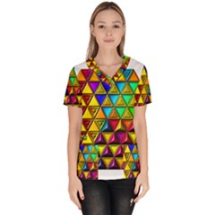 Cube Diced Tile Background Image Women s V-neck Scrub Top by Hannah976