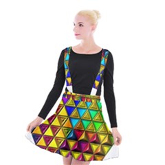 Cube Diced Tile Background Image Suspender Skater Skirt by Hannah976