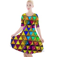 Cube Diced Tile Background Image Quarter Sleeve A-line Dress by Hannah976