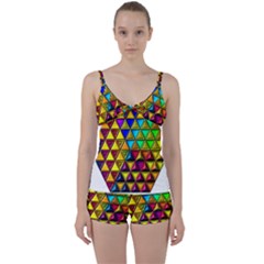 Cube Diced Tile Background Image Tie Front Two Piece Tankini by Hannah976