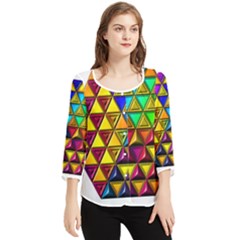 Cube Diced Tile Background Image Chiffon Quarter Sleeve Blouse by Hannah976