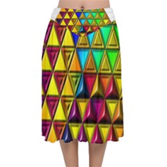 Cube Diced Tile Background Image Velvet Flared Midi Skirt by Hannah976