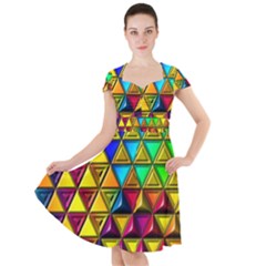 Cube Diced Tile Background Image Cap Sleeve Midi Dress by Hannah976