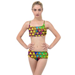 Cube Diced Tile Background Image Layered Top Bikini Set by Hannah976