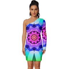 Ornament Kaleidoscope Long Sleeve One Shoulder Mini Dress by Hannah976