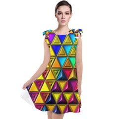 Cube Diced Tile Background Image Tie Up Tunic Dress by Hannah976