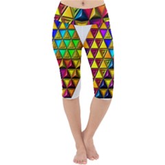 Cube Diced Tile Background Image Lightweight Velour Cropped Yoga Leggings by Hannah976