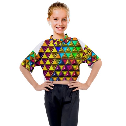 Cube Diced Tile Background Image Kids Mock Neck T-shirt by Hannah976