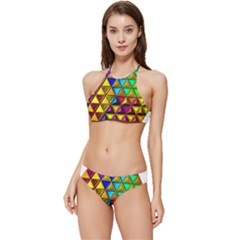 Cube Diced Tile Background Image Banded Triangle Bikini Set by Hannah976