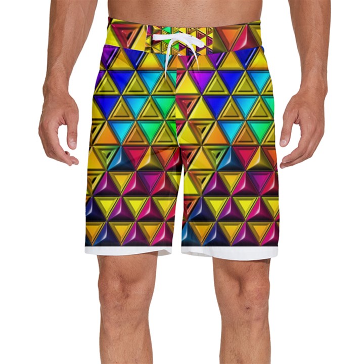 Cube Diced Tile Background Image Men s Beach Shorts