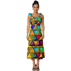 Cube Diced Tile Background Image Tie-strap Tiered Midi Chiffon Dress by Hannah976