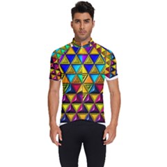 Cube Diced Tile Background Image Men s Short Sleeve Cycling Jersey