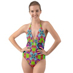 Farbenpracht Kaleidoscope Pattern Halter Cut-out One Piece Swimsuit by Hannah976