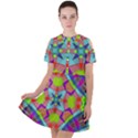 Farbenpracht Kaleidoscope Pattern Short Sleeve Shoulder Cut Out Dress  View1