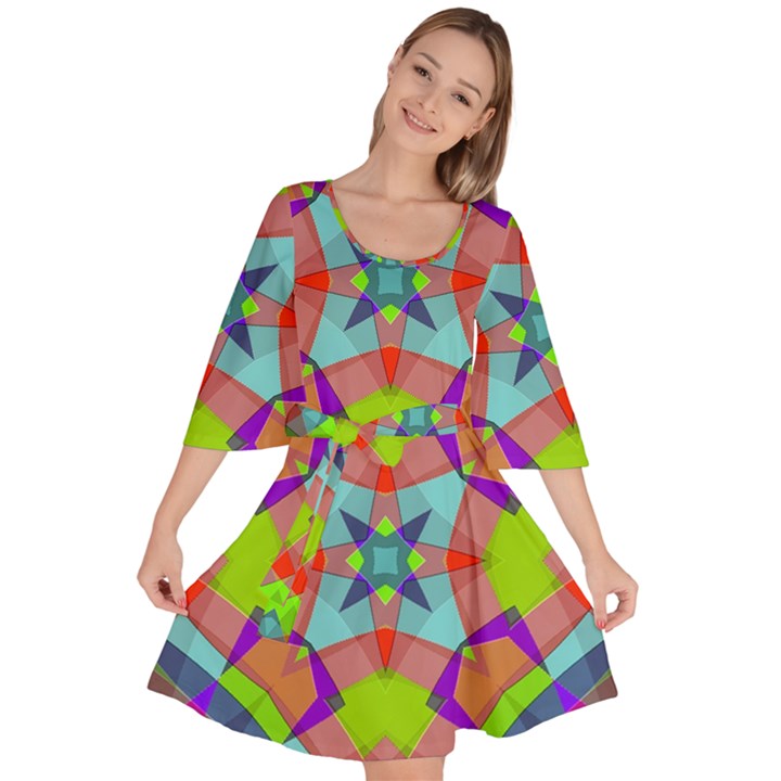 Farbenpracht Kaleidoscope Pattern Velour Kimono Dress