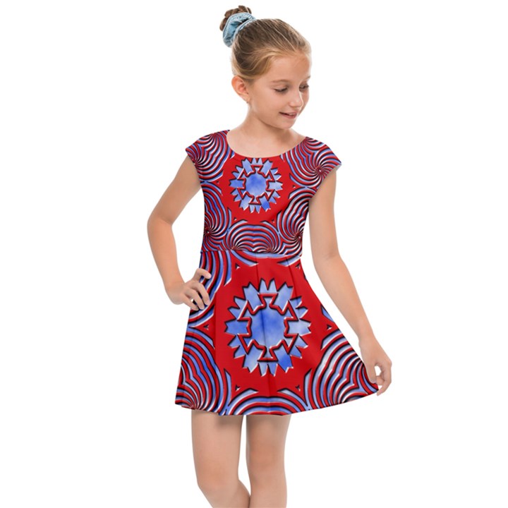 Tile Pattern Background Image Kids  Cap Sleeve Dress