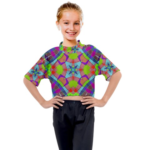 Farbenpracht Kaleidoscope Pattern Kids Mock Neck T-shirt by Hannah976