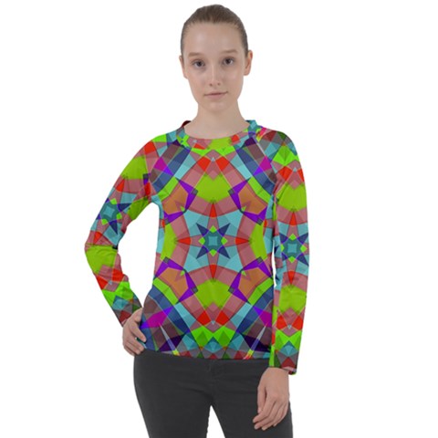 Farbenpracht Kaleidoscope Pattern Women s Long Sleeve Raglan T-shirt by Hannah976