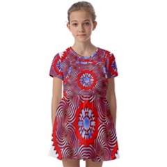 Tile Pattern Background Image Kids  Short Sleeve Pinafore Style Dress by Hannah976