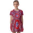 Tile Pattern Background Image Kids  Short Sleeve Pinafore Style Dress View1