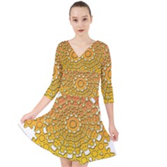 Mandala Background Image Ornament Quarter Sleeve Front Wrap Dress