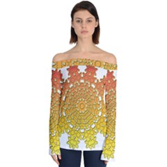 Mandala Background Image Ornament Off Shoulder Long Sleeve Top