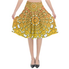 Mandala Background Image Ornament Flared Midi Skirt