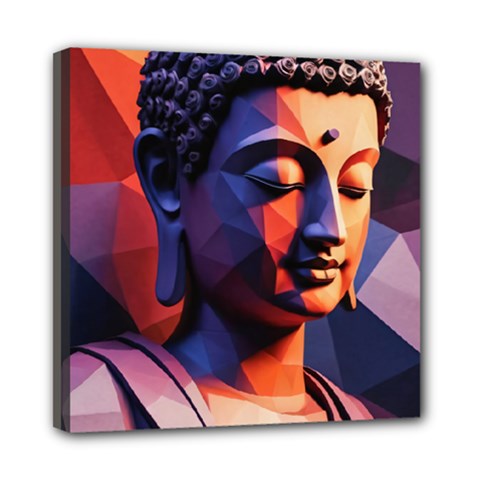 Let That Shit Go Buddha Low Poly (6) Mini Canvas 8  X 8  (stretched) by 1xmerch