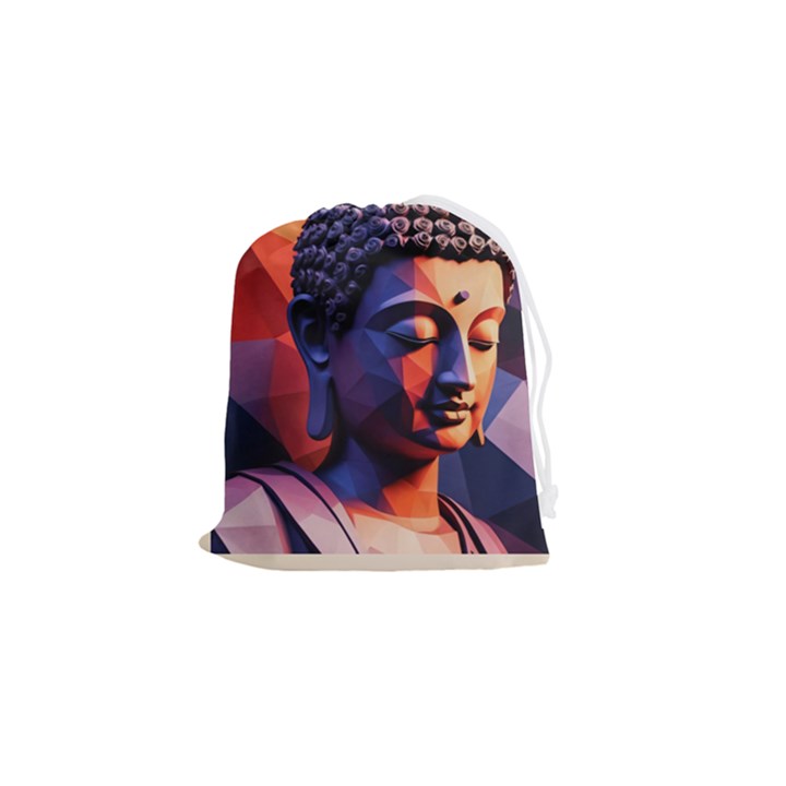 Let That Shit Go Buddha Low Poly (6) Drawstring Pouch (Small)