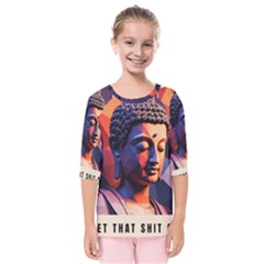 Let That Shit Go Buddha Low Poly (6) Kids  Quarter Sleeve Raglan T-shirt