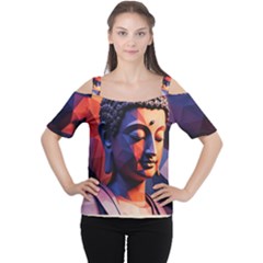 Let That Shit Go Buddha Low Poly (6) Cutout Shoulder T-shirt