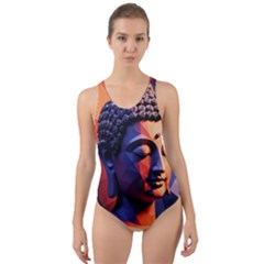 Let That Shit Go Buddha Low Poly (6) Cut-out Back One Piece Swimsuit by 1xmerch