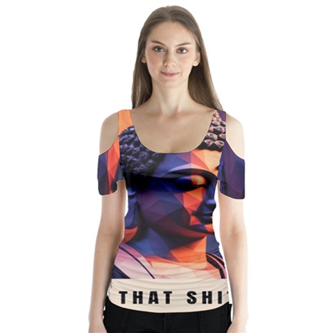 Let That Shit Go Buddha Low Poly (6) Butterfly Sleeve Cutout T-shirt  by 1xmerch