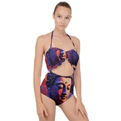 Let That Shit Go Buddha Low Poly (6) Scallop Top Cut Out Swimsuit by 1xmerch