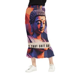 Let That Shit Go Buddha Low Poly (6) Maxi Fishtail Chiffon Skirt